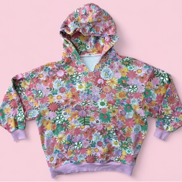 Natural Life Oversized Floral Pink Cottagecore Sweatshirt Hoodie Size S/M - Picture 2 of 8